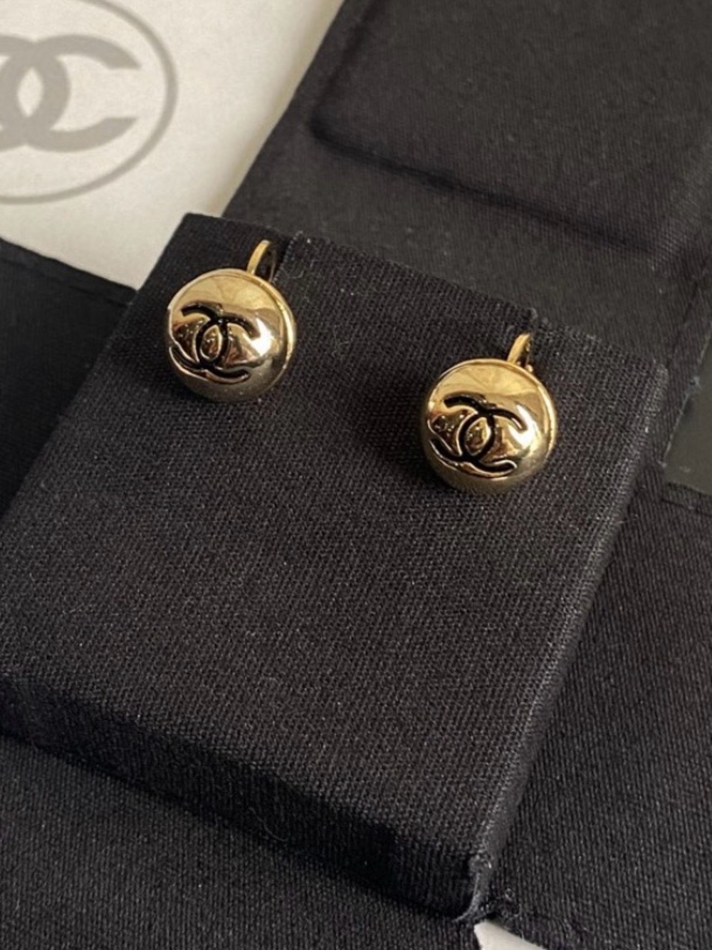 Double C VINTAGE STYLE Gold- Tone Dangle Stud Earrings for Pierced Ears 1/4x1/4”